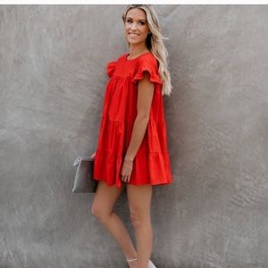 east coast pocketed tiered babydoll dress